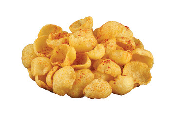 Crispy and crunchy Salty wheat cup & Katori, vatka, moon chips, vatki, fryums or frymus, snack food, Indian Pouch Packing Street Food, selective focus - Image