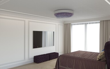 bedroom, interior visualization, 3D illustration