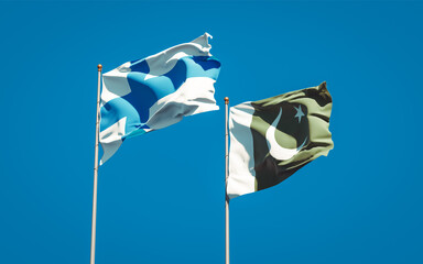Beautiful national state flags of Finland and Pakistan.