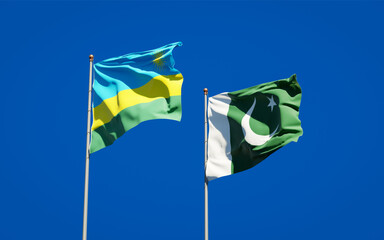 Beautiful national state flags of Rwanda and Pakistan.