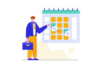 Planning schedule concept vector illustration. Project management, meeting, and financial report. Can use for web banner, infographic, landing page, and hero images.
