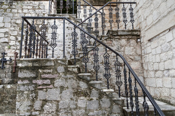 Kotor Old Town, Montenegro - Old stone stairs with wrought iron railings