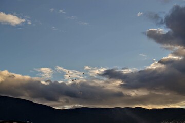 Bursa, Turkey view during very cloudy day. Very Huge size clouds during overcast weather in autumn