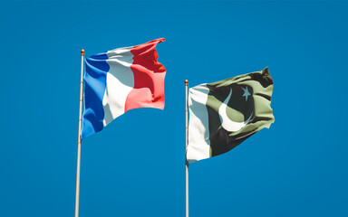 Beautiful national state flags of France and Pakistan.