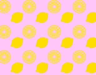 pattern background, cut yellow lemons
