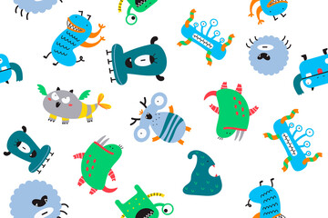 Haloween monsters doodle print set