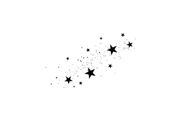 Stars on a white background. Black star shooting with an elegant star.Meteoroid, comet, asteroid, stars.
