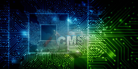 Fototapeta premium 2d illustration Abstract futuristic electronic circuit technology background