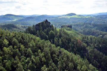 Jetrichovice Rocks are a tourist attraction for short or long walks in nature with beautiful views over the area from the top. Bohemian Switzerland, Czech Republic.