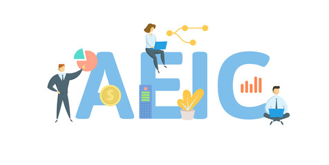 AEIC, Advanced Earned Income Credit. Concept with keywords, people and icons. Flat vector illustration. Isolated on white background.
