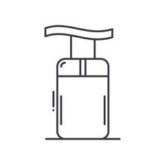 Lotion image icon, linear isolated illustration, thin line vector, web design sign, outline concept symbol with editable stroke on white background.