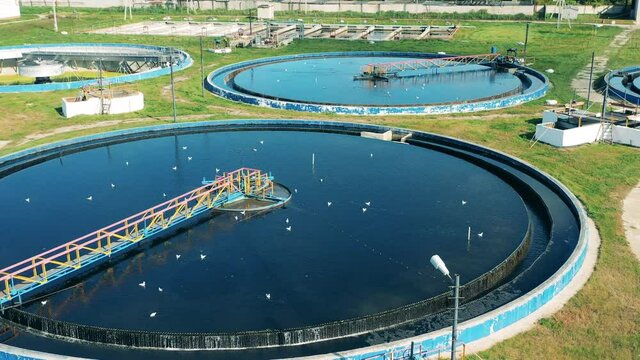 Round wastewater treatment facilities located outdoors