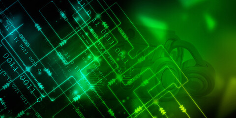 2d illustration Abstract futuristic electronic circuit technology background