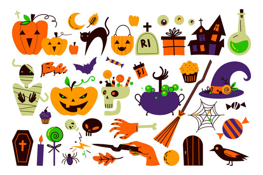 Halloween holiday doodle set