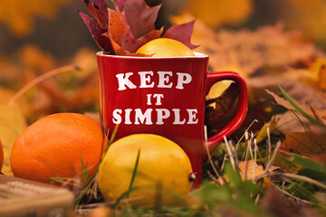 Words Keep it simple written on red mug