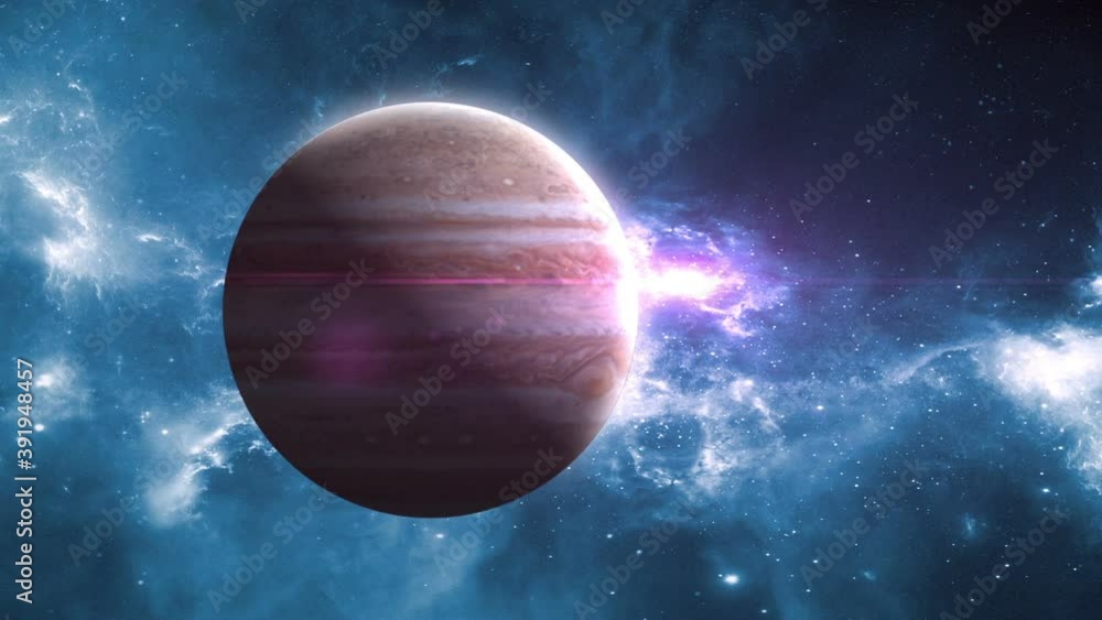 Canvas Prints jupiter on the background of a beautiful nebula, 3d animation
