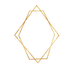 Gold geometric shiny luminous frame isolated on white background. Luxury realistic border. Concept of a wedding, mother's Day or Valentine's Day. Christmas and New year abstract.