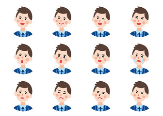 丸アイコン_ビジネスマン　（主線なしフラット）