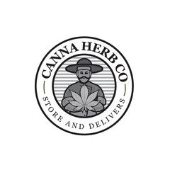 cannabis herb logo designs icon symbol modern service