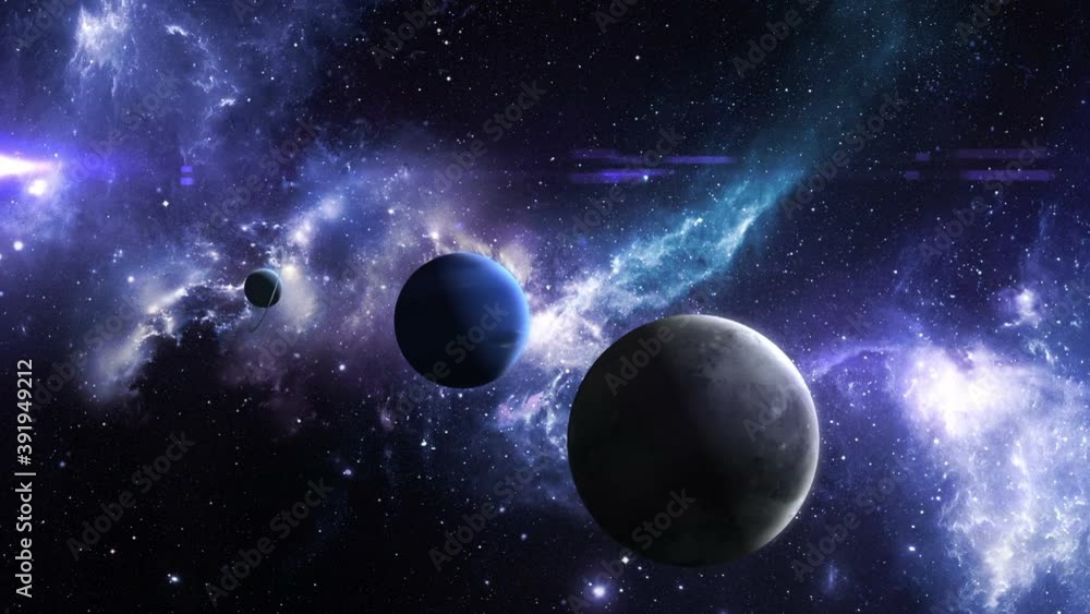 Canvas Prints pluto neptune and uranus on the background of a beautiful nebula, 3d animation