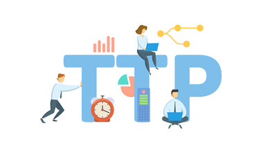 TTP, Time To Peak. Concept with keywords, people and icons. Flat vector illustration. Isolated on white background.