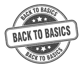 back to basics stamp. back to basics label. round grunge sign