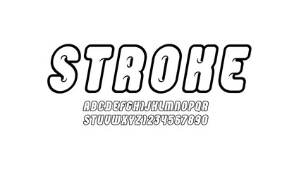 Lucky black font, alphabet in the cartoon style, rounded letters and numbers for you design, vector illustration 10 EPS