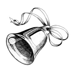bell with ribbon drawing graphics