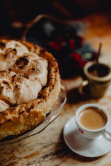 Coffee and meringue cake