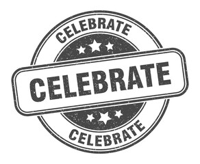 celebrate stamp. celebrate label. round grunge sign