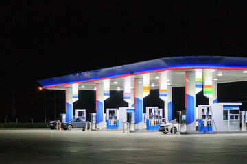 Petrol gas station at night