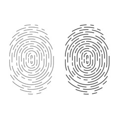 Circle fingerprint vector icon isolated on white