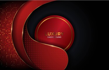 Luxurious red background with wave ribbon Premium Vector