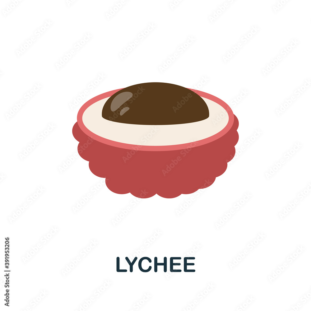 Poster lychee icon. simple element from fruits collection. creative lychee icon for web design, templates, 