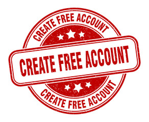 create free account stamp. create free account label. round grunge sign