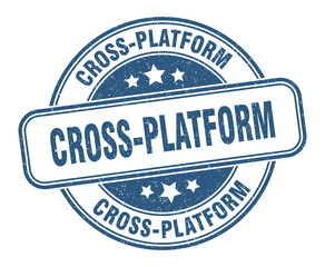 cross-platform stamp. cross-platform label. round grunge sign