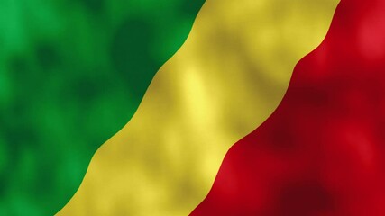 Republic of the Congo flag waving in wind. Realistic animation with Congolese flag