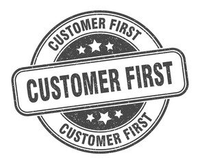customer first stamp. customer first label. round grunge sign