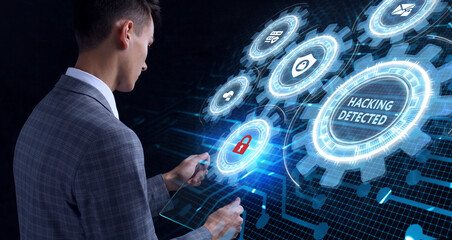 Cyber security data protection business technology privacy concept. Hacking detected