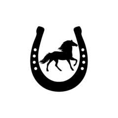 Horse in a horseshoe icon isolated on white background