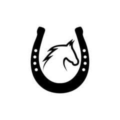 Horse in a horseshoe icon isolated on white background