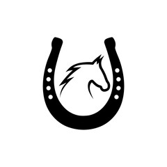 Horse in a horseshoe icon isolated on white background - obrazy, fototapety, plakaty