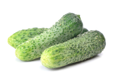 Cucumbers on white background