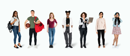 Diverse students mockup collection