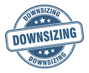 downsizing stamp. downsizing label. round grunge sign