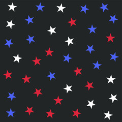 Seamless vector cosmic pattern with chaotical star shape elements. Five angled stars background. Flat night sky wallpaper. For design, fabric, textile, cover.