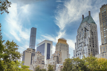 Fototapeta na wymiar Skyscrapers of Manhattan. New York City in autumn season