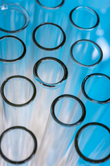 laboratory test tubes close up, laboratory research concept