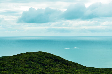 Beautiful seascape, Far East, Primorsky Krai, Vladivostok, Russia. Sea of Japan and the hill.