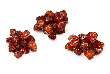 Dried dates isolated on white background.